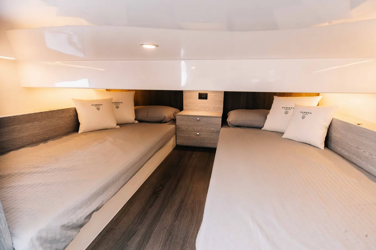 Cabin on Origami, a Gulet Motorboat motorboat at Palma de Mallorca, Spain