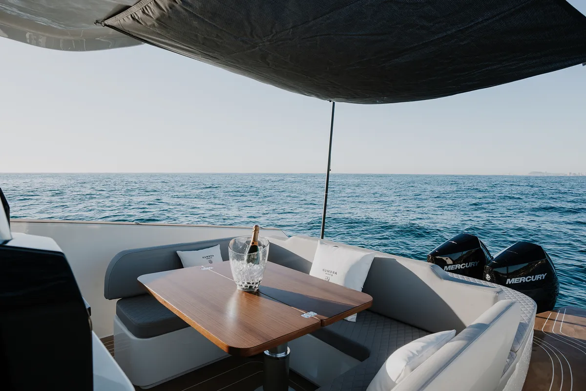 Deck of Origami, a Gulet Motorboat motorboat at Palma de Mallorca, Spain
