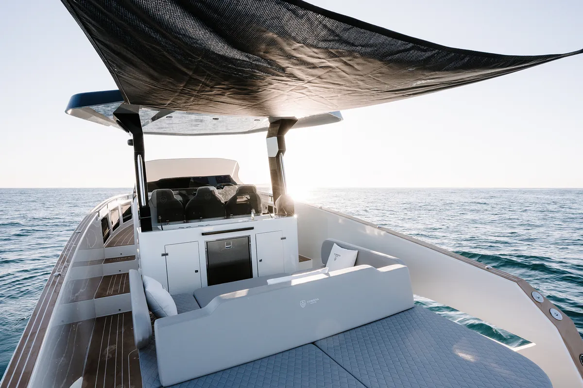 Deck of Origami, a Gulet Motorboat motorboat at Palma de Mallorca, Spain