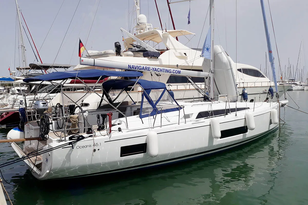 Exterior view of RAVISHING 560/2024, a Beneteau Oceanis 46.1 sailboat at Seget Donji, Croatia