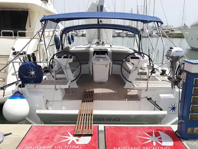 Cockpit of RAVISHING 560/2024, a Beneteau Oceanis 46.1 sailboat at Seget Donji, Croatia