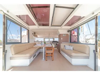 Salon of Neusis, a Bali 4.1 catamaran at Municipal Unit of Rhodes, Greece