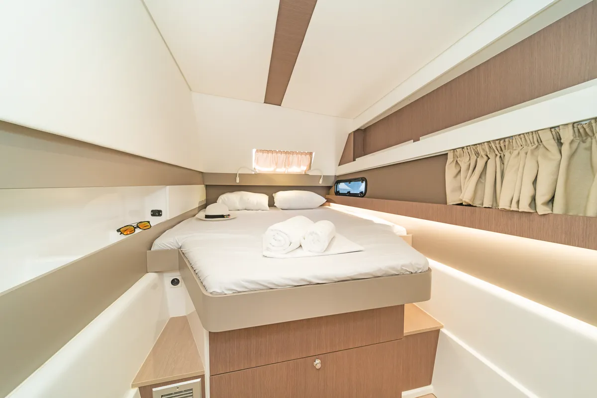 Cabin on Neusis, a Bali 4.1 catamaran at Municipal Unit of Rhodes, Greece