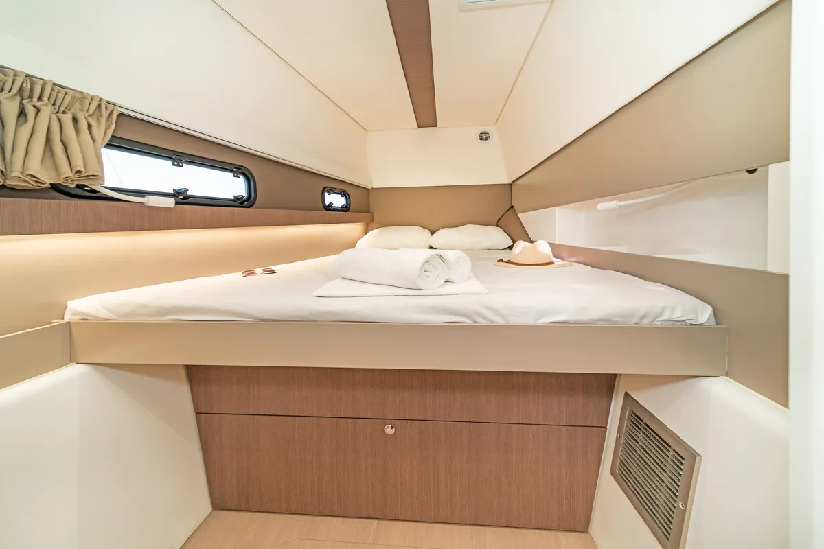 Cabin on Neusis, a Bali 4.1 catamaran at Municipal Unit of Rhodes, Greece
