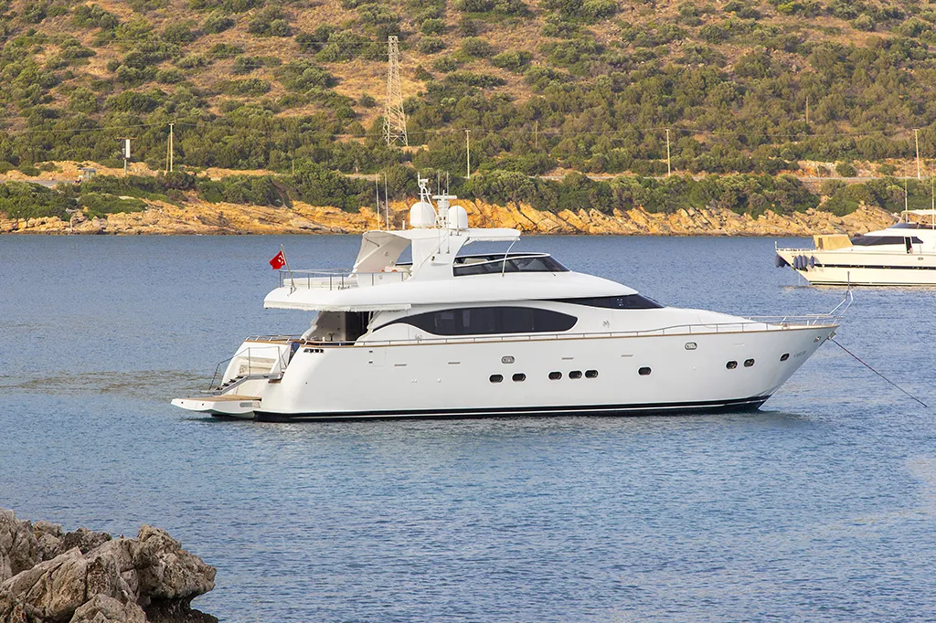 Exterior view of Caelum, a Maiora 24 motor yacht at Bodrum, Turkey