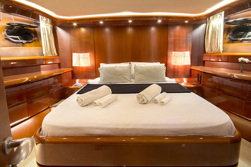 Cabin on Caelum, a Maiora 24 motor yacht at Bodrum, Turkey