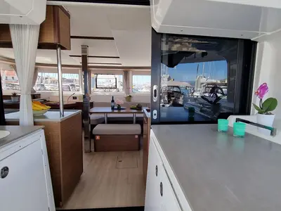 Salon of Magic Point, a Lagoon 46 catamaran at Split, Croatia