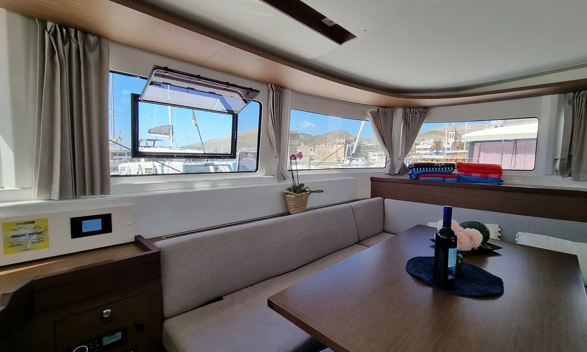 Salon of Magic Point, a Lagoon 46 catamaran at Split, Croatia