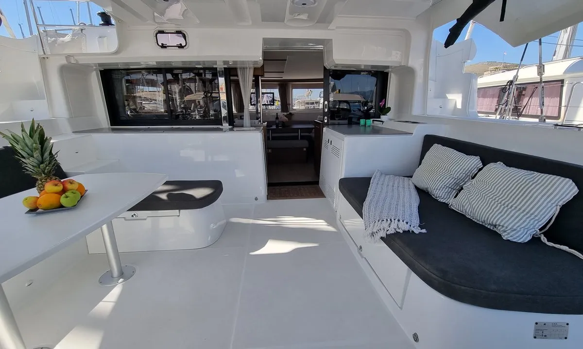 Deck of Magic Point, a Lagoon 46 catamaran at Split, Croatia