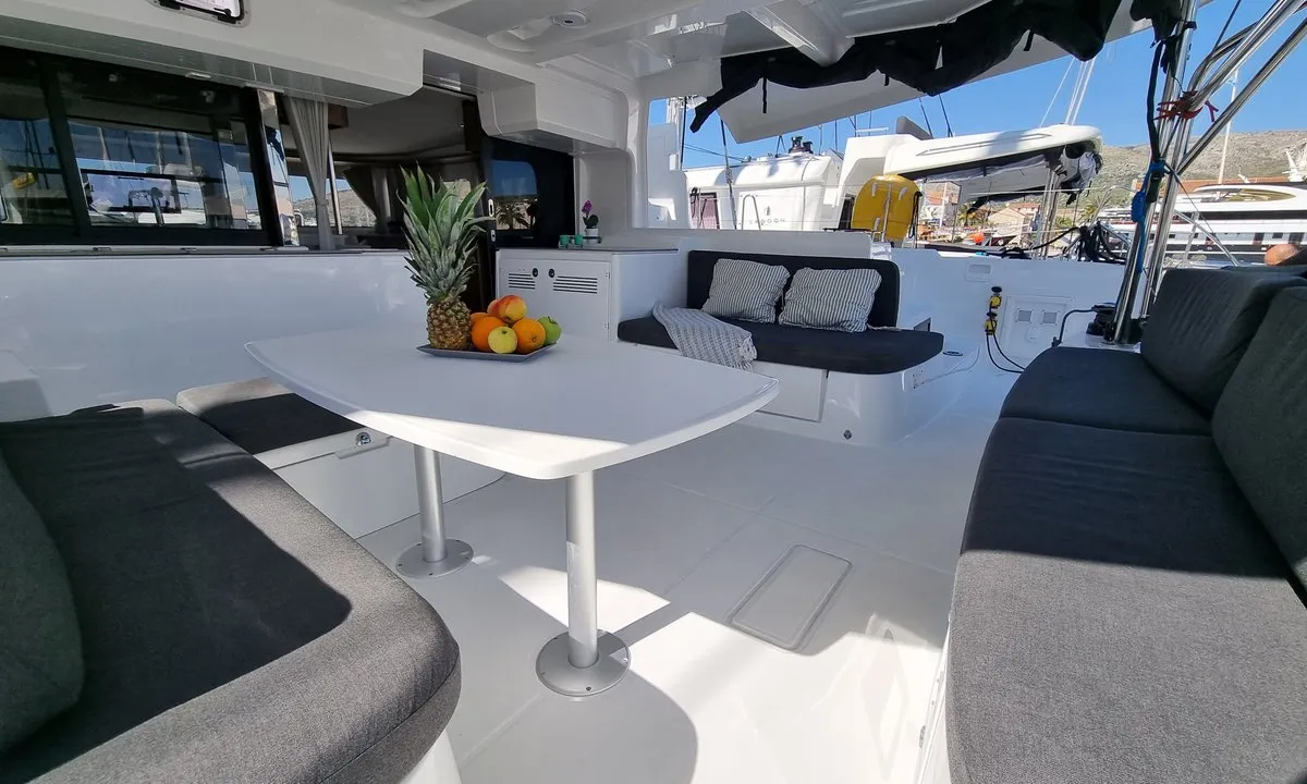 Deck of Magic Point, a Lagoon 46 catamaran at Split, Croatia