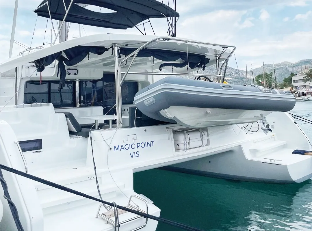 Exterior view of Magic Point, a Lagoon 46 catamaran at Split, Croatia