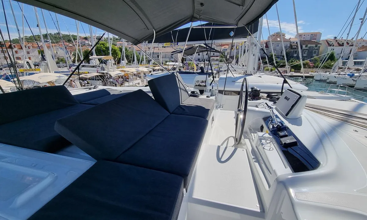 Deck of Magic Point, a Lagoon 46 catamaran at Split, Croatia