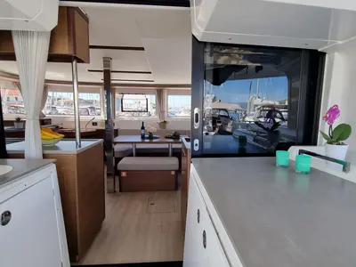 Salon of Magic Point, a Lagoon 46 catamaran at Split, Croatia