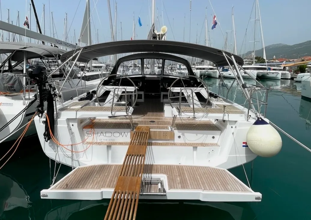 Deck of Shadow of the wind, a Hanse 460 sailboat at Kaštela, Croatia