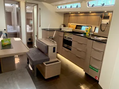 Galley of Shadow of the wind, a Hanse 460 sailboat at Kaštela, Croatia