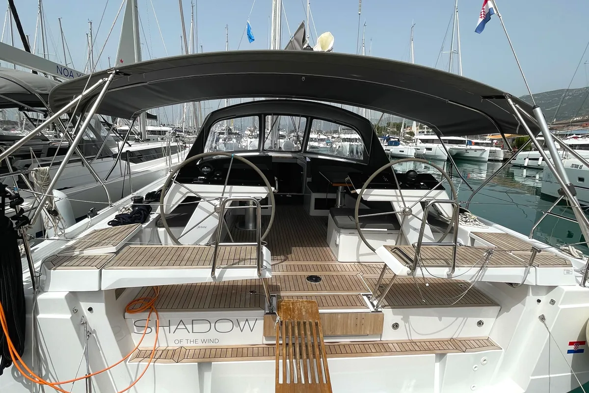 Cockpit of Shadow of the wind, a Hanse 460 sailboat at Kaštela, Croatia
