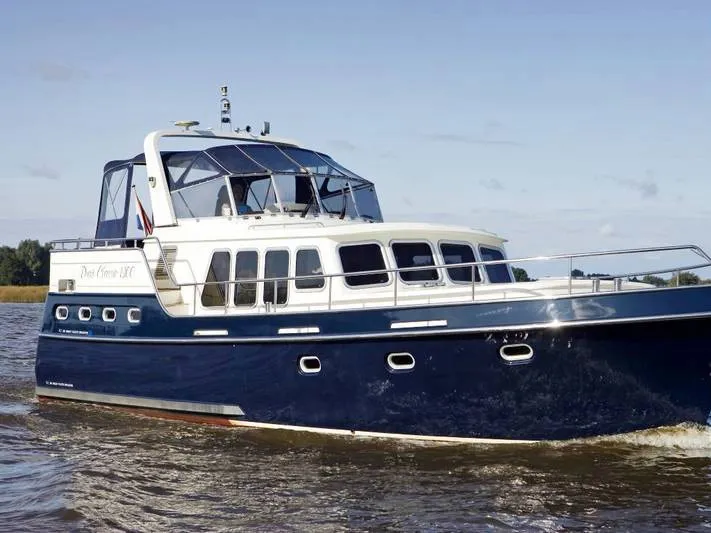 Exterior view of De Drait Classicline 1300, a motorboat at Woudsend, Netherlands