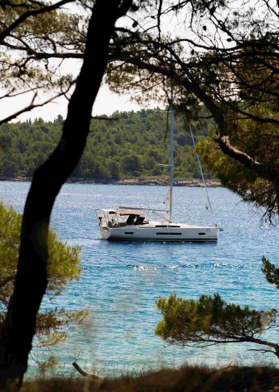 Cockpit of Mare Sol, a Hanse 410 sailboat at Grad Šibenik, Croatia