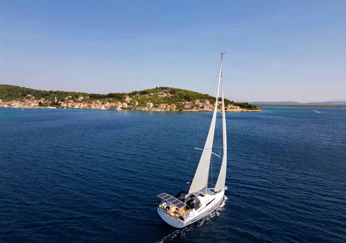 Exterior view of Mare Sol, a Hanse 410 sailboat at Grad Šibenik, Croatia