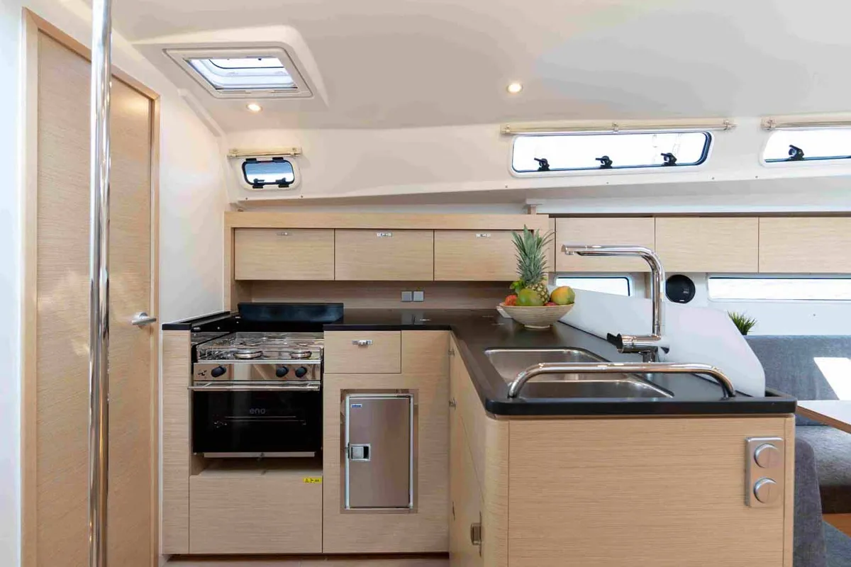 Galley of Mare Sol, a Hanse 410 sailboat at Grad Šibenik, Croatia