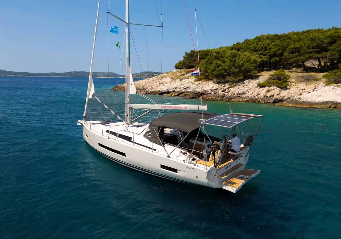 Exterior view of Mare Sol, a Hanse 410 sailboat at Grad Šibenik, Croatia