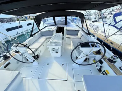 Cockpit of Sara, a Beneteau Oceanis 46.1 sailboat at Općina Sukošan, Croatia