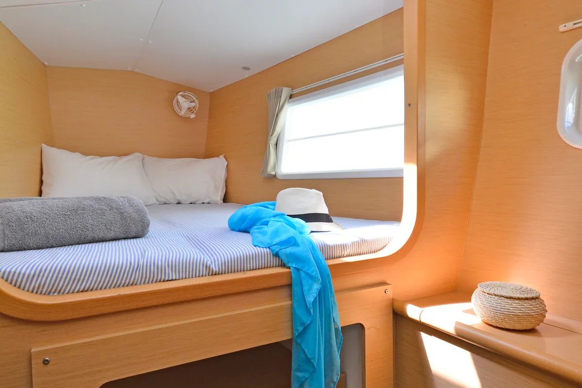 Cabin on Erica, a Lagoon 380 S2 catamaran at Kos, Greece