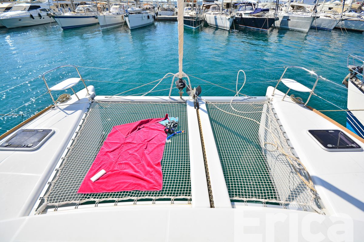 Deck of Erica, a Lagoon 380 S2 catamaran at Kos, Greece