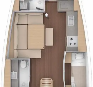 Floor plan of Hermione, a Dufour 430 sailboat at Kontokali, Greece