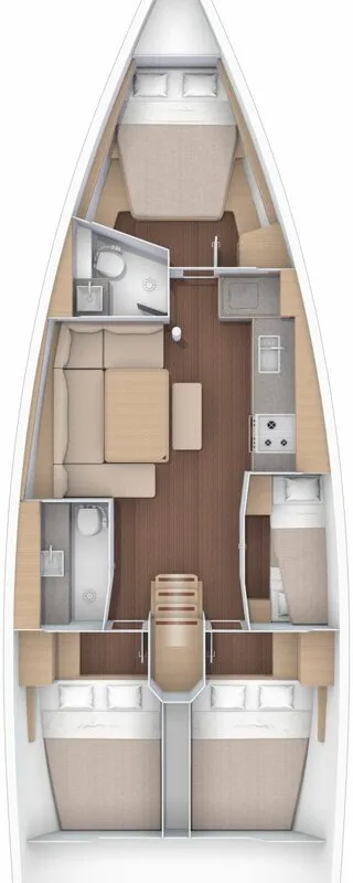 Floor plan of Hermione, a Dufour 430 sailboat at Kontokali, Greece