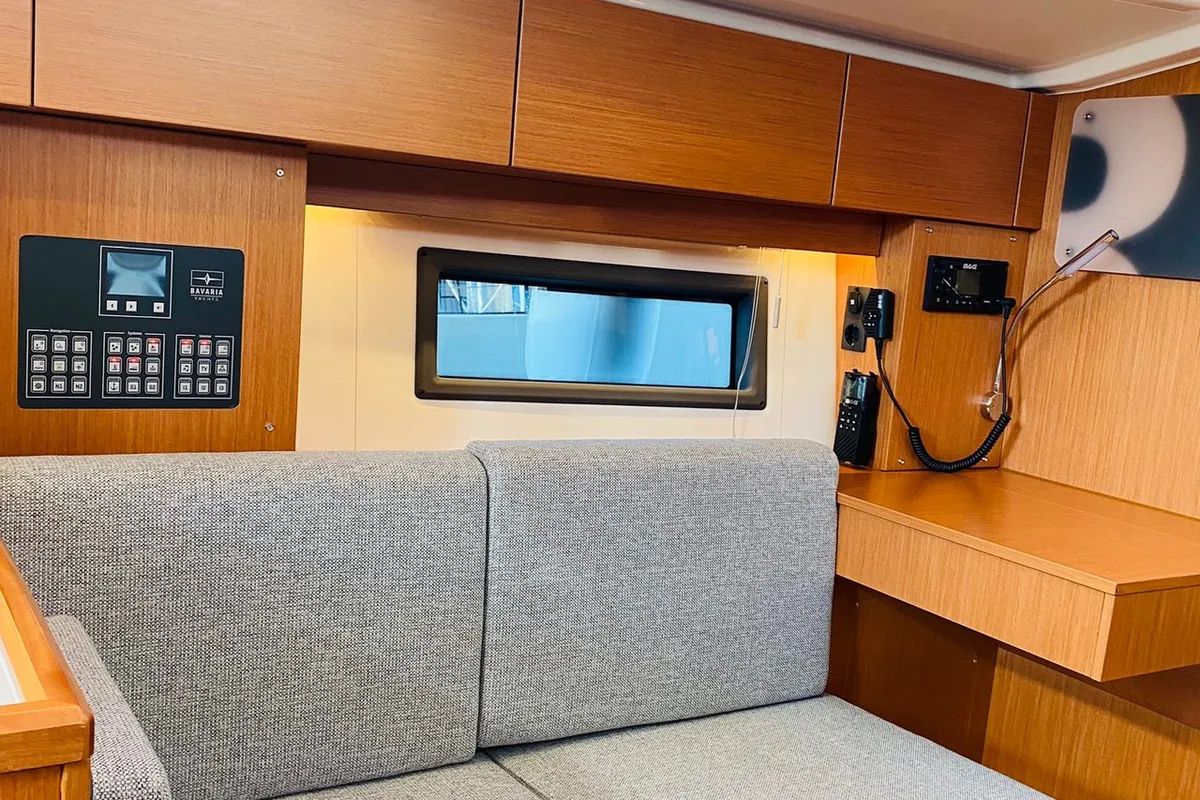 Salon of Simurg, a Bavaria C38 sailboat at Fethiye, Turkey