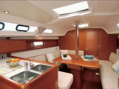 Galley of Calma, a Beneteau Oceanis 34 sailboat at Municipal Unit of Lefkada, Greece