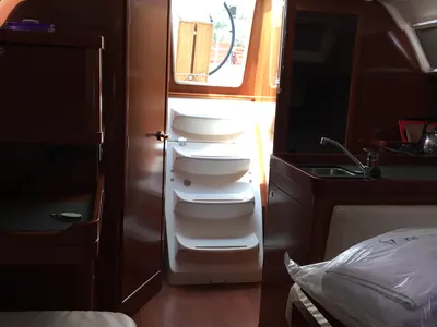 Salon of Calma, a Beneteau Oceanis 34 sailboat at Municipal Unit of Lefkada, Greece