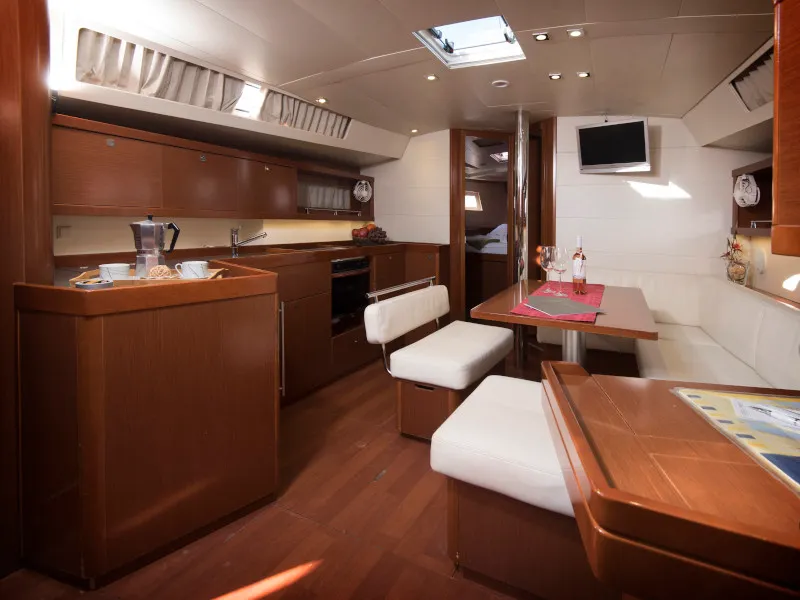 Galley of Frida, a Beneteau Oceanis 45 sailboat at Grad Kaštela, Croatia