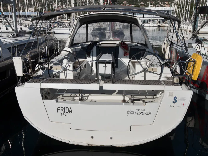 Exterior view of Frida, a Beneteau Oceanis 45 sailboat at Grad Kaštela, Croatia