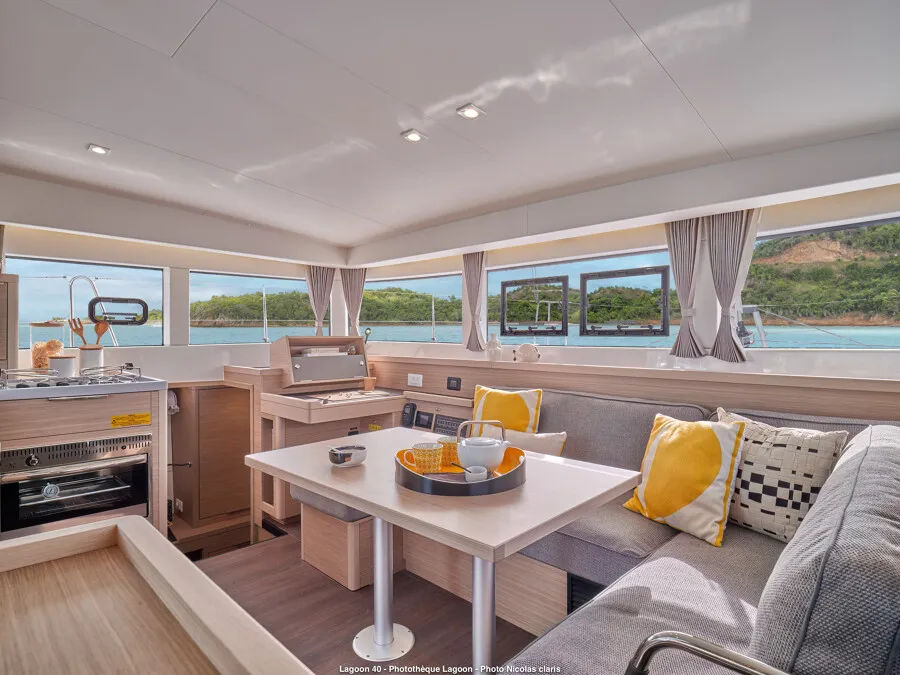 Salon of LINDA, a Lagoon 40 catamaran at Split, Croatia
