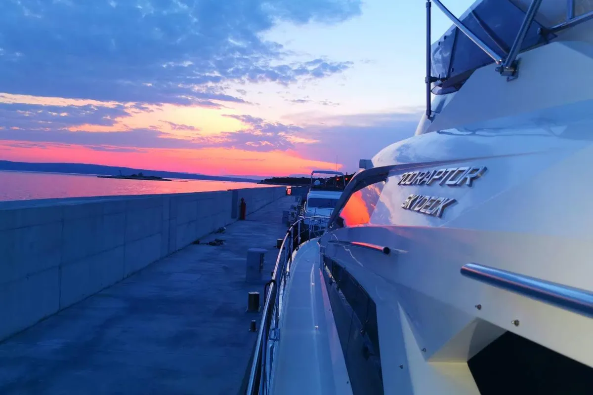 Obsession two, a Galeon 700 motor yacht at Novi Vinodolski, Croatia
