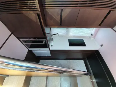 Galley of Obsession two, a Galeon 700 motor yacht at Novi Vinodolski, Croatia