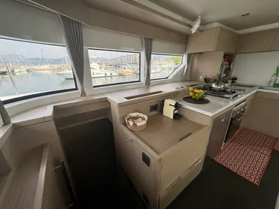 Galley of Jellyfish, a Lagoon 55 catamaran at Salerno, Italy