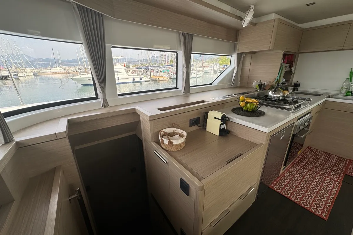 Galley of Jellyfish, a Lagoon 55 catamaran at Salerno, Italy