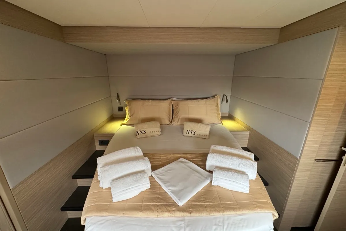 Cabin on Jellyfish, a Lagoon 55 catamaran at Salerno, Italy