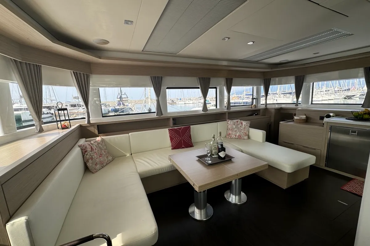 Salon of Jellyfish, a Lagoon 55 catamaran at Salerno, Italy