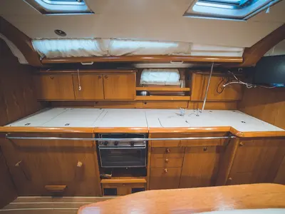 Galley of Anax, a Jeanneau Sun Odyssey 49i sailboat at Volos, Greece