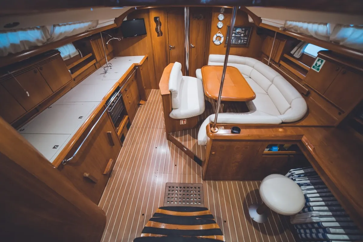 Salon of Anax, a Jeanneau Sun Odyssey 49i sailboat at Volos, Greece