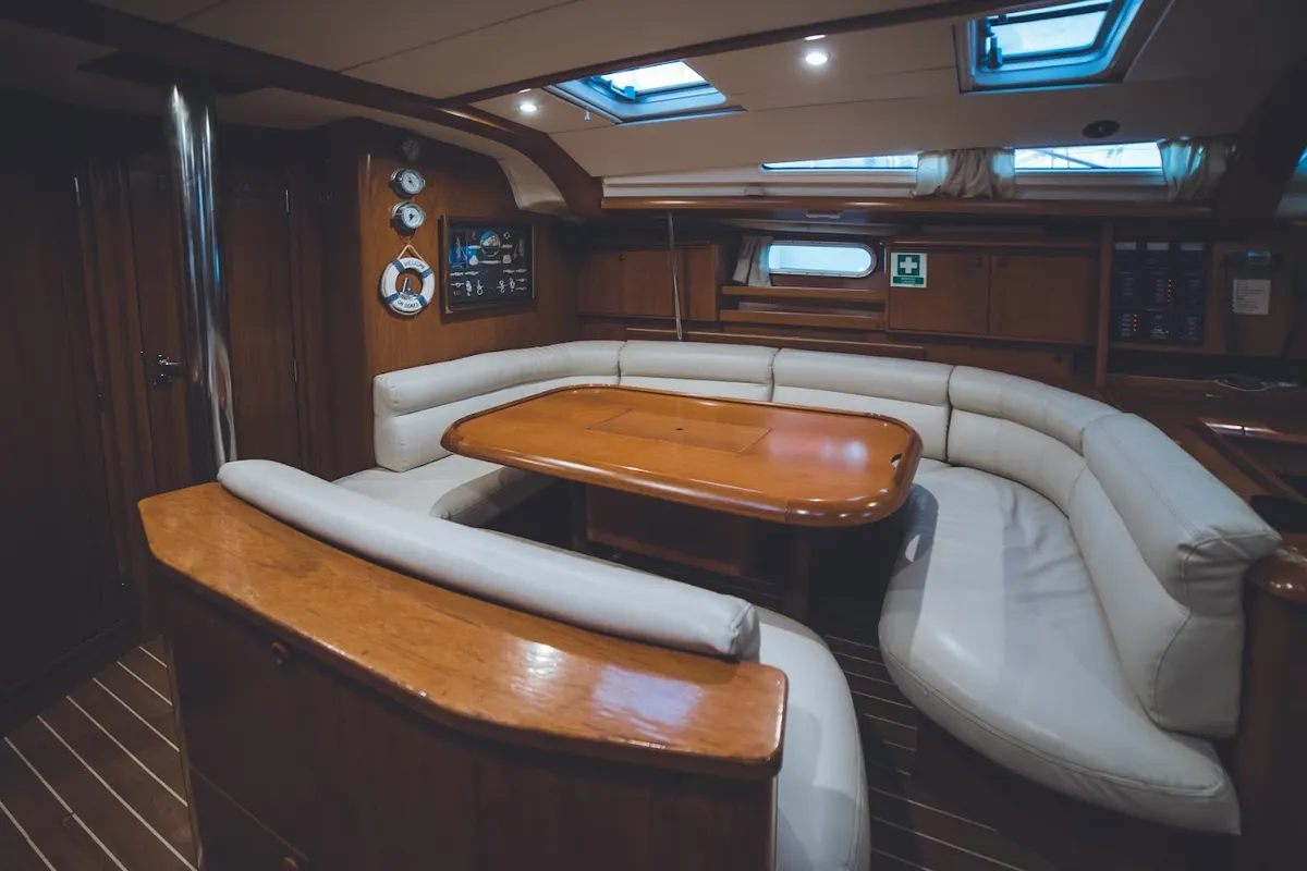 Salon of Anax, a Jeanneau Sun Odyssey 49i sailboat at Volos, Greece