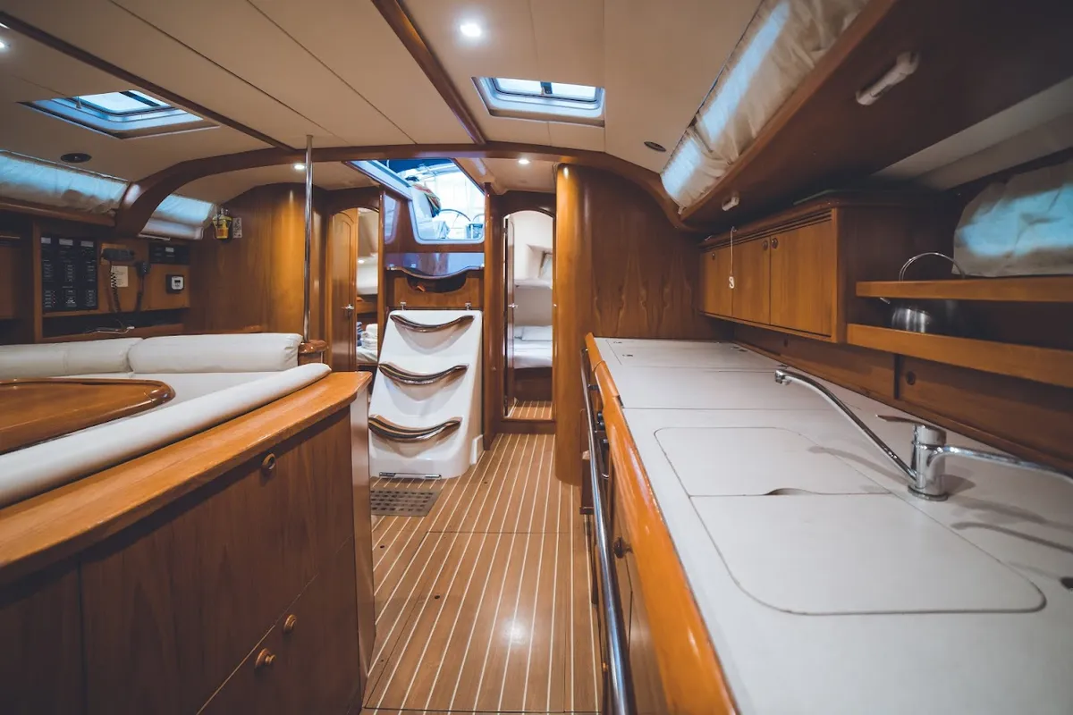 Galley of Anax, a Jeanneau Sun Odyssey 49i sailboat at Volos, Greece