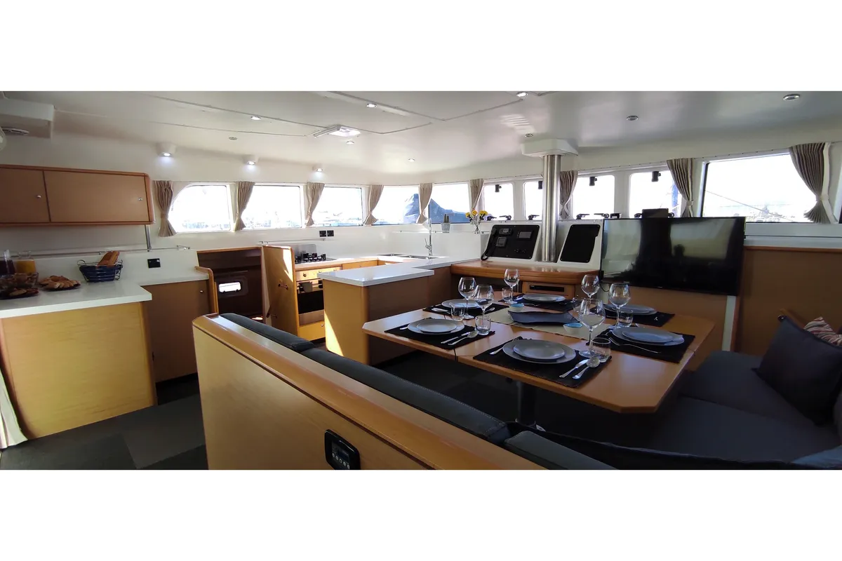 Salon of The Full House - (A/C - Generator - Refit 2021), a Lagoon 500 catamaran at Athens, Greece