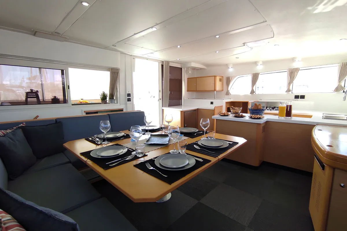 Salon of The Full House - (A/C - Generator - Refit 2021), a Lagoon 500 catamaran at Athens, Greece