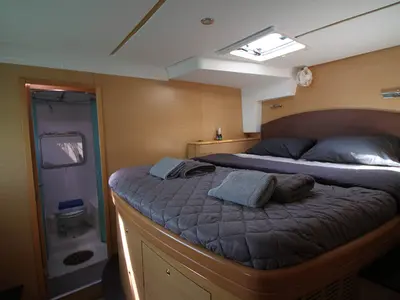 Cabin on The Full House - (A/C - Generator - Refit 2021), a Lagoon 500 catamaran at Athens, Greece