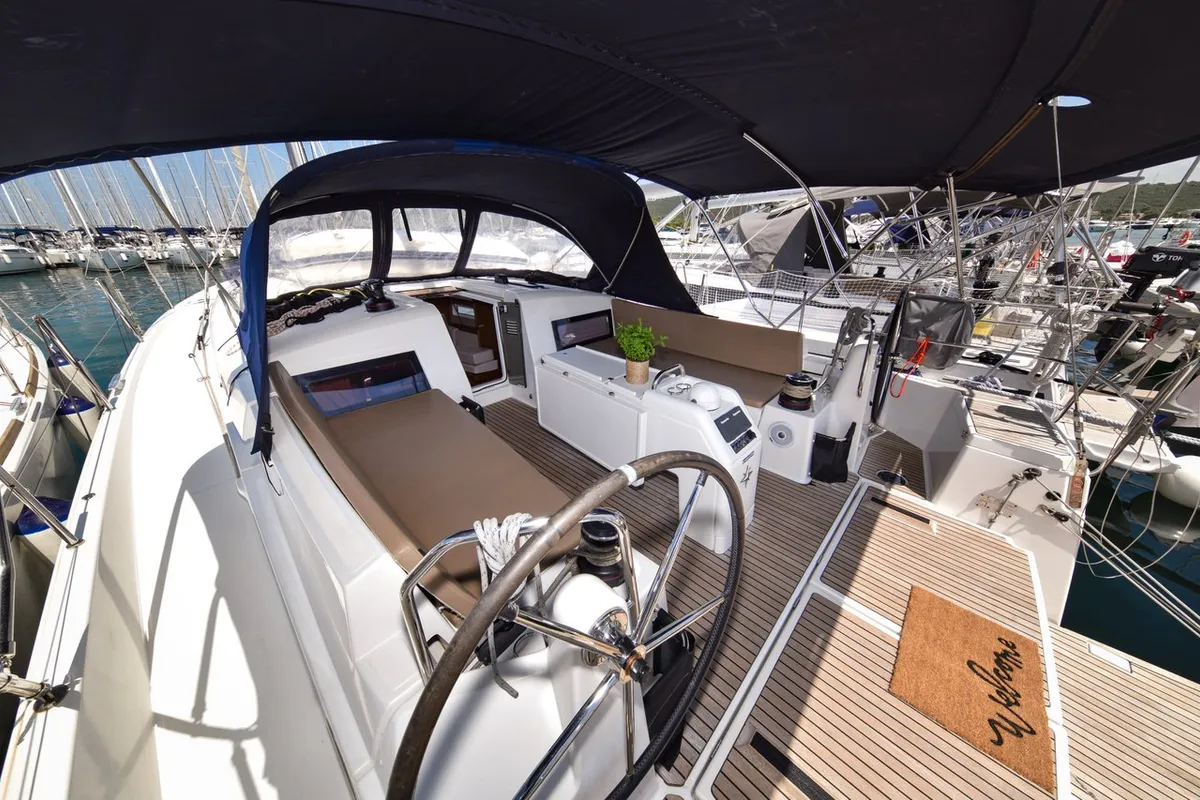 Swannabe, a Jeanneau Sun Odyssey 490 sailboat at Općina Sukošan, Croatia